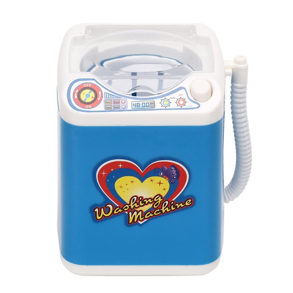 Toy Washing Machine, Electric Mini Washing Machine Cosmetic Tools Cleaning Machine Children's Toy (Blue)