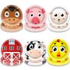 OUSHISS Farm Animal Shaped Disposable Plates, Cock Pig Cow Sheep Barn Farm Shower Birthday Plates Sever 60 Guest view 1