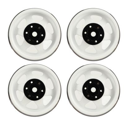 4Pcs Beadlock Wheel Rim Offset 8.9mm Metal Deep Dish Hub Wheel Rims for Axial SCX10 90046 1.9 Inch (White)