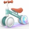 BEKILOLE Light Up Wheel Baby Balance Bike | 1 Year Old Boy Gifts & First Birthday Toy | Ride On Push Bike for One Year Old Boy Birthday Gifts Toddler Walker, Green & Brown view 1