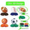 12pcs Sports Themed Birthday Party Decorations Sports Table Honeycomb Centerpieces Football Basketball Baseball Soccer Table Centerpieces Boy's Birthday Party Sports Themed Desktop Decoration view 3