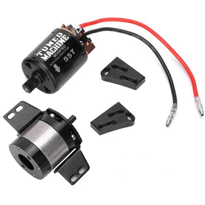 1:5 Ratio Gearbox Transmission Box, with 540 Brushed for SCX10 1/10 RC Car Metal Black RC Car Parts