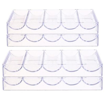 4X Acrylic Chips Tray Storage Case 100 Chips for Party Game