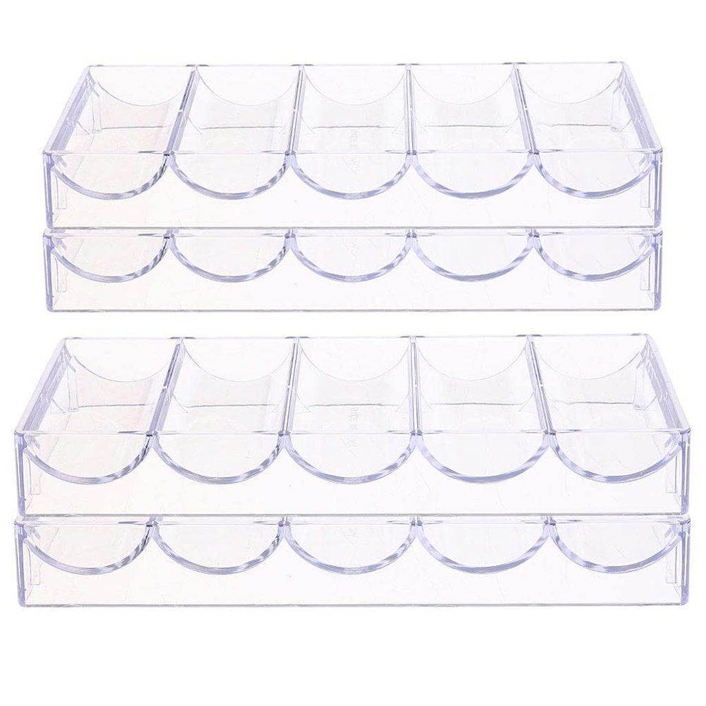 4X Acrylic Chips Tray Storage Case 100 Chips for Party Game
