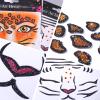 Leopard Face Tiger Print Animal Face Stickers - White Pink Crystal Gemstone Glitter Art Stickers for Adult & Children - Halloween Make Up Party Decoration - 2Pcs view 3