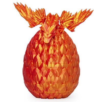 AUMEILLER 3D Printed Flying Dragon Egg,Crystal Dragon Fidget Toy in Egg,Executive Desk Toys-Laser Red