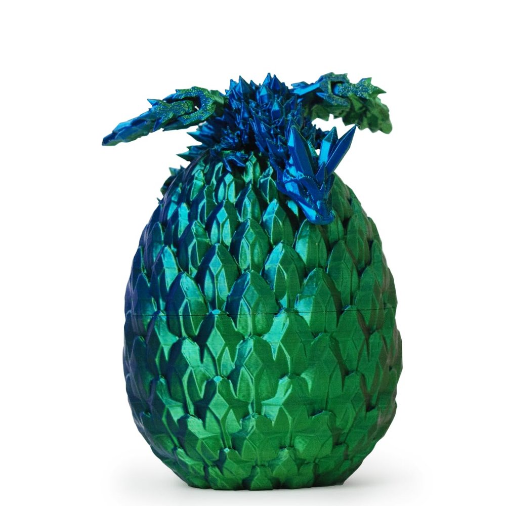 AUMEILLER 3D Printed Dragon,Articulated Winged Dragon,Fidget Dragon Eggs, Executive Desk Toys for Kids(Blue&Green)