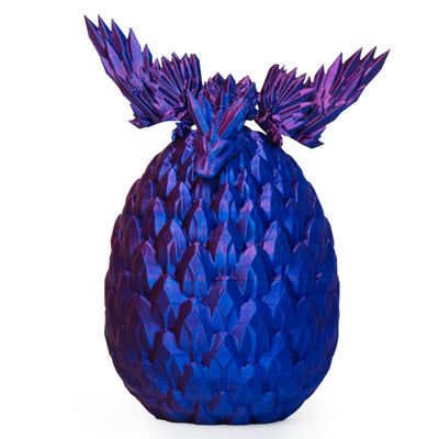 AUMEILLER 3D Printed Dragon with Wings, Executive Desk Toys, Crystal Dragon Fidget Toy in Egg (Purple)