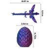 AUMEILLER 3D Printed Dragon with Wings, Executive Desk Toys, Crystal Dragon Fidget Toy in Egg (Purple) view 3