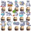 48Pcs Raccoon Theme Cupcake Toppers Woodland Animal Birthday Party Decorations Cartoon Raccoon Cake Topper Decorations for Woodland Theme Baby Shower Forest Animal Party Supplies view 1