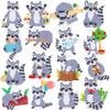 48Pcs Raccoon Theme Cupcake Toppers Woodland Animal Birthday Party Decorations Cartoon Raccoon Cake Topper Decorations for Woodland Theme Baby Shower Forest Animal Party Supplies view 2
