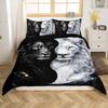 Wild Lion Couple Duvet Cover Set Toddler Size Tropical African Animal Bedding Set for Kids Girls Boys Teens Black and White Comforter Cover Lions Wildlife Quilt Cover,1 Pillowcase(No Comforter) view 2