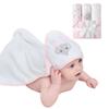 Viviland Baby Towels and Baby Wash Cloths Set Hooded Baby Towels Baby Wipes Absorbent Bath Face Towels Burp Cloths or Face Towels for Girl Boy 6-Pack Size 28 x 28 Inch(Elephant Flower) view 2
