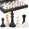 15" Large Chess Set for Adults with Weighted Acrylic Chess Pieces 3.5" King & Portable Folding Marbling Wooden Chess Board Travel Chess Sets Family Board Game Gift  Elegant Classic Chess Game view 1