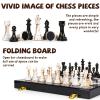 15" Large Chess Set for Adults with Weighted Acrylic Chess Pieces 3.5" King & Portable Folding Marbling Wooden Chess Board Travel Chess Sets Family Board Game Gift  Elegant Classic Chess Game view 3