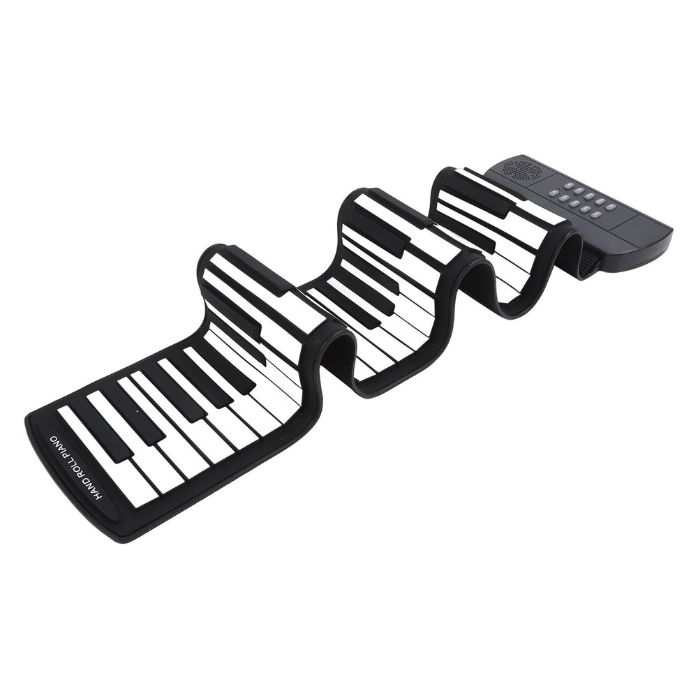 61 Keys Portable Piano, Environmental Silicone Keyboard, Rechargeable, Built in Speakers, Roll Up Piano Keyboard with 16 Tones 6 Demo S, Recording Playback, for Beginners, Children