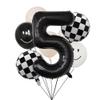 100% LIKED- 40 Black Five|Black & White Smiley Face Latex |Checkered Foil for Birthday Decorations, Smiley Face Party Deco, Baby Shower,3rd Birthday Party Supplies view 1