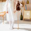 Kokiya Stick Horse Wooden Pole with Wheel,Pretend Play,Fun with Realistic Sound Effects, Hobby Horse for Kids Boys Girls Children, Coffee with Wheels view 3