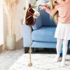 Kokiya Stick Horse Wooden Pole with Wheel,Pretend Play,Fun with Realistic Sound Effects, Hobby Horse for Kids Boys Girls Children, Coffee with Wheels view 4