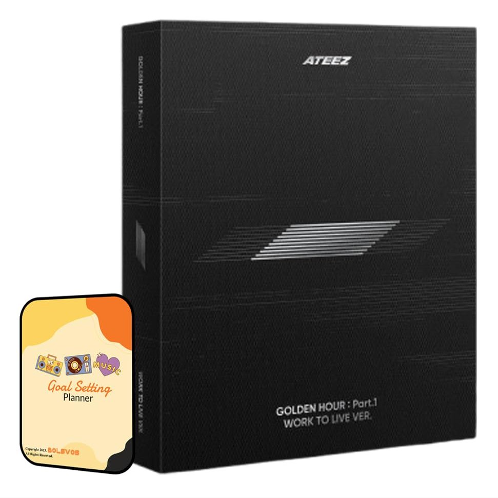 ATEEZ Album - GOLDEN HOUR Part.1 WORK TO LIVE VER.+Pre Order Benefits+BolsVos Exclusive K-POP Giveaways Package