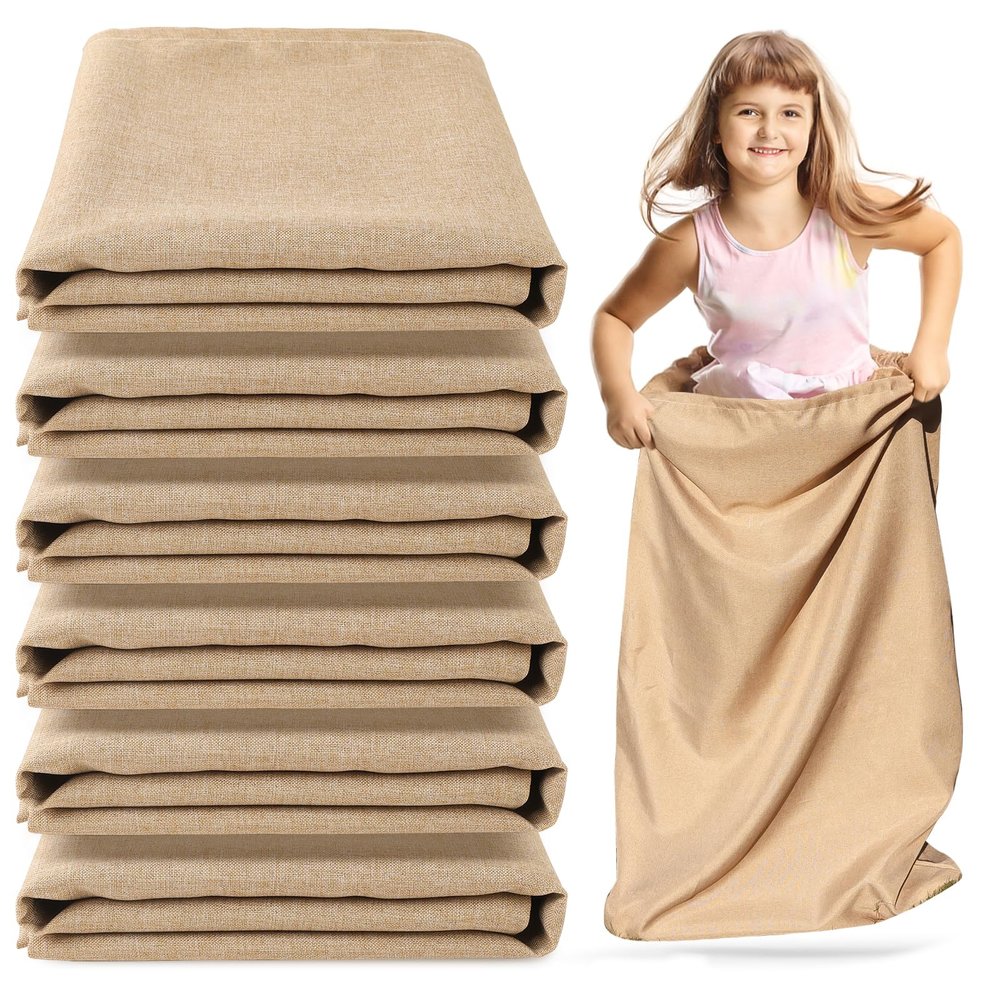 Extra Thicken Potato Sack Race Bags,23.6"x39.3" Outdoor Lawn Games for Adults and Kids,Reusable Large Gunny Sacks Burlap Bags 6 Pics (4)