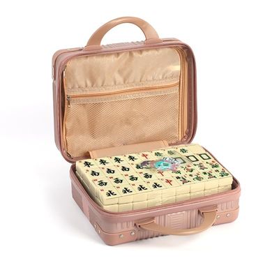 36# Western Style Mahjong Set with Numbers (Ivory) in Handbag