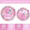 51 Pcs Outer Space Girls 2nd Birthday Party Supplies - Two The Moon Decorations & Tableware Includes Table Cloth, Plates, Napkins, Forks for Pink Space Two Years Old Party view 2