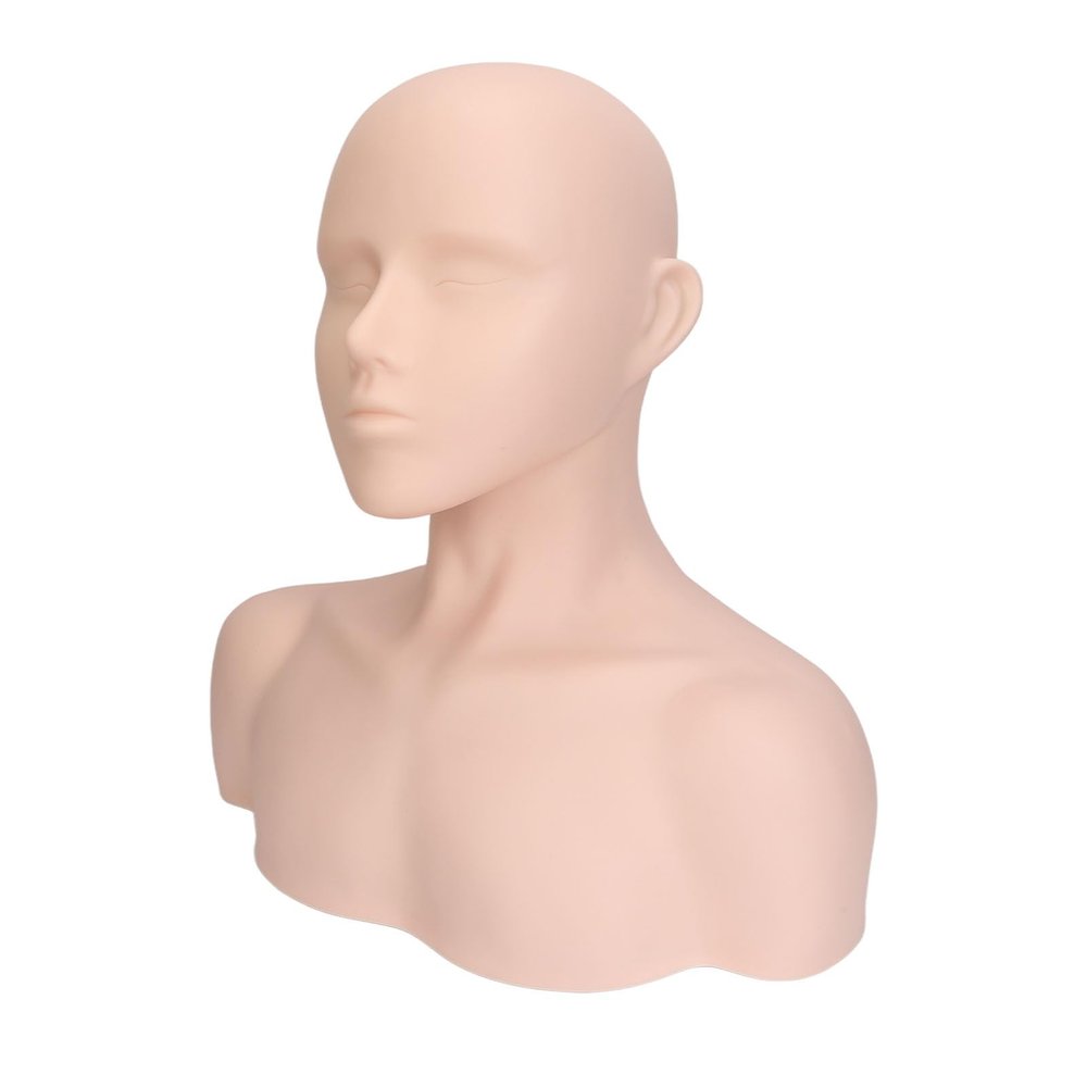Mannequin Head with Shoulder PVC Makeup Mannequin Head for Wig Hat Display Eyelash Extensions