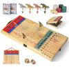 21 Inches Horse Racing Game, Horse Race Board Games with 11 Luxury Metal Horses,Thickened Wood Chessboard,Chips,Cards and Dice, Classic Wooden Table Top Board Games for Adults and Family view 1