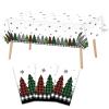 3 Pcs Christmas Disposable Tablecloth Christmas Trees Buffalo Plaid Black Plastic Table Cover Winter Snowflake Table Cover Decorative for Holiday Birthday Anniversary Party Decoration 52108 Inch view 1