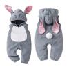 ZINTAOZT Kids Animal Cosplay Costume Baby Boys Girls Hooded Long Sleeve Flannel Jumpsuit Funny Halloween Clothes Homewear (Standard, 12-18 Months, Rabbit Grey) view 2