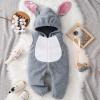 ZINTAOZT Kids Animal Cosplay Costume Baby Boys Girls Hooded Long Sleeve Flannel Jumpsuit Funny Halloween Clothes Homewear (Standard, 12-18 Months, Rabbit Grey) view 3