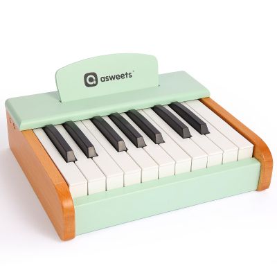 Asweets 18 Keys Piano Keyboard for Kids, Toddler Music Educational Instrument Toy, Wooden Piano for Toddlers Girls & Boys, Green