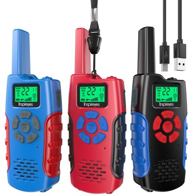 Inspireyes Walkie Talkies for Kids Rechargeable,Toys for Boys and Girls Ages 3-12, 3 Pack Long Range 2-Way Radios, Birthday Gifts,Christmas Stockings, Outdoor Play, Family Games, Hiking Camping Gear
