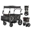 Real Relax Stroller Wagon for 4 Kids, Folding 4 Seater Stroller with 5-Point Safety Belt, Collapsible Push Toddler Cart with Canopy, All-Terrain Mobility Wheels view 1