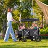 Real Relax Stroller Wagon for 4 Kids, Folding 4 Seater Stroller with 5-Point Safety Belt, Collapsible Push Toddler Cart with Canopy, All-Terrain Mobility Wheels view 2