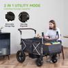 Real Relax Stroller Wagon for 4 Kids, Folding 4 Seater Stroller with 5-Point Safety Belt, Collapsible Push Toddler Cart with Canopy, All-Terrain Mobility Wheels view 4