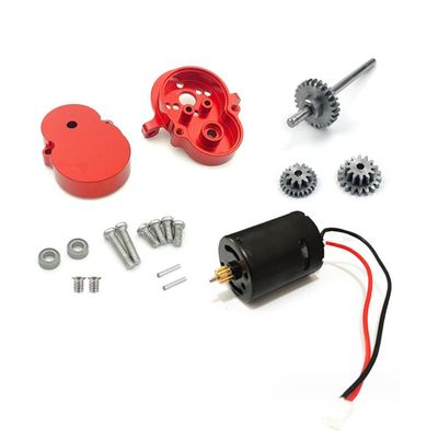 DAIHAOUU Metal Transmission Gearbox with 370 Motor & Steel Gear for WPL D12 D42 1/10 RC Car Upgrade Parts Accessories Red