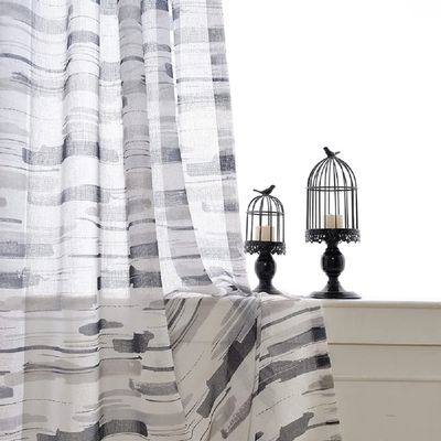 Iuokuby Modern European Color Printing Transparent Sheer Curtains Home Decoration Drapes for Living Room Bedroom Bathroom(1 Panel, W 50 x L 102 inch, Grey)