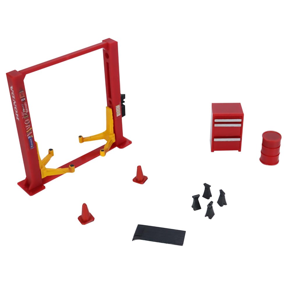 DAGIJIRD 12pcs 1/64 Model Car Garage Maintenance Tools Set Model Car Display Diorama, Red