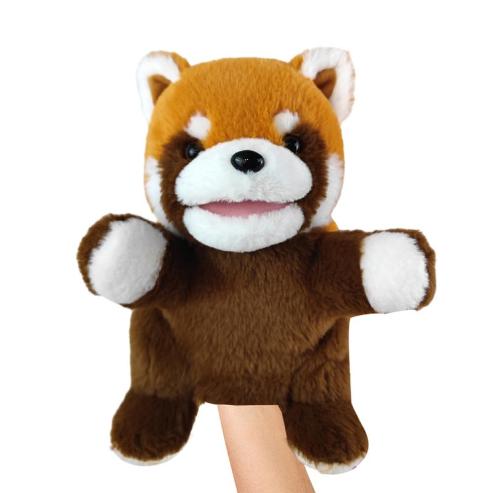Animal Hand Puppets with Movable Mouth Plush Red Panda Stuffed Animal Hand Puppets Toys Interactive Plush Toys Kids Adults Animal Hand Puppets for Role Play Storytelling Show Theater