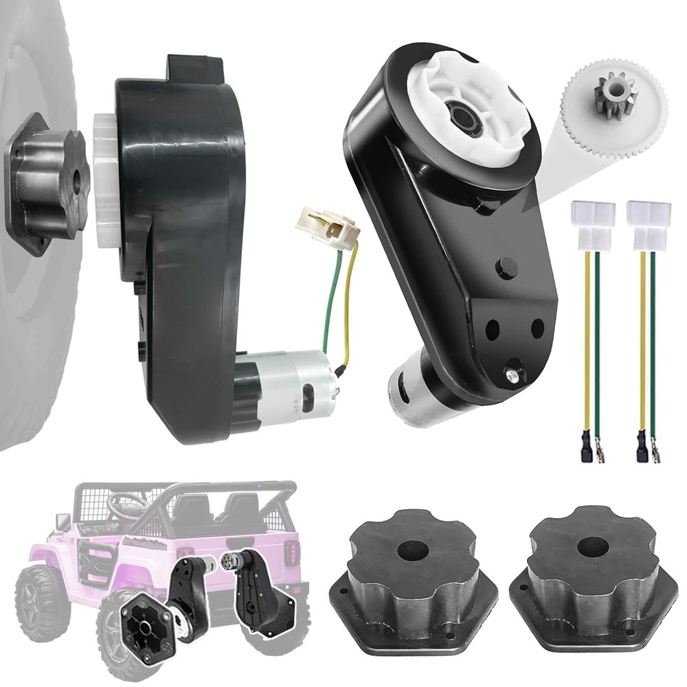 2PCS 12 Volt RS550 40000 RPM High-Speed Motor Gearbox for Power Wheels Motor,Pair of 12V Motors Engine for Ride-On Replacement Parts,2 Free Coupler (Blck Coupler)