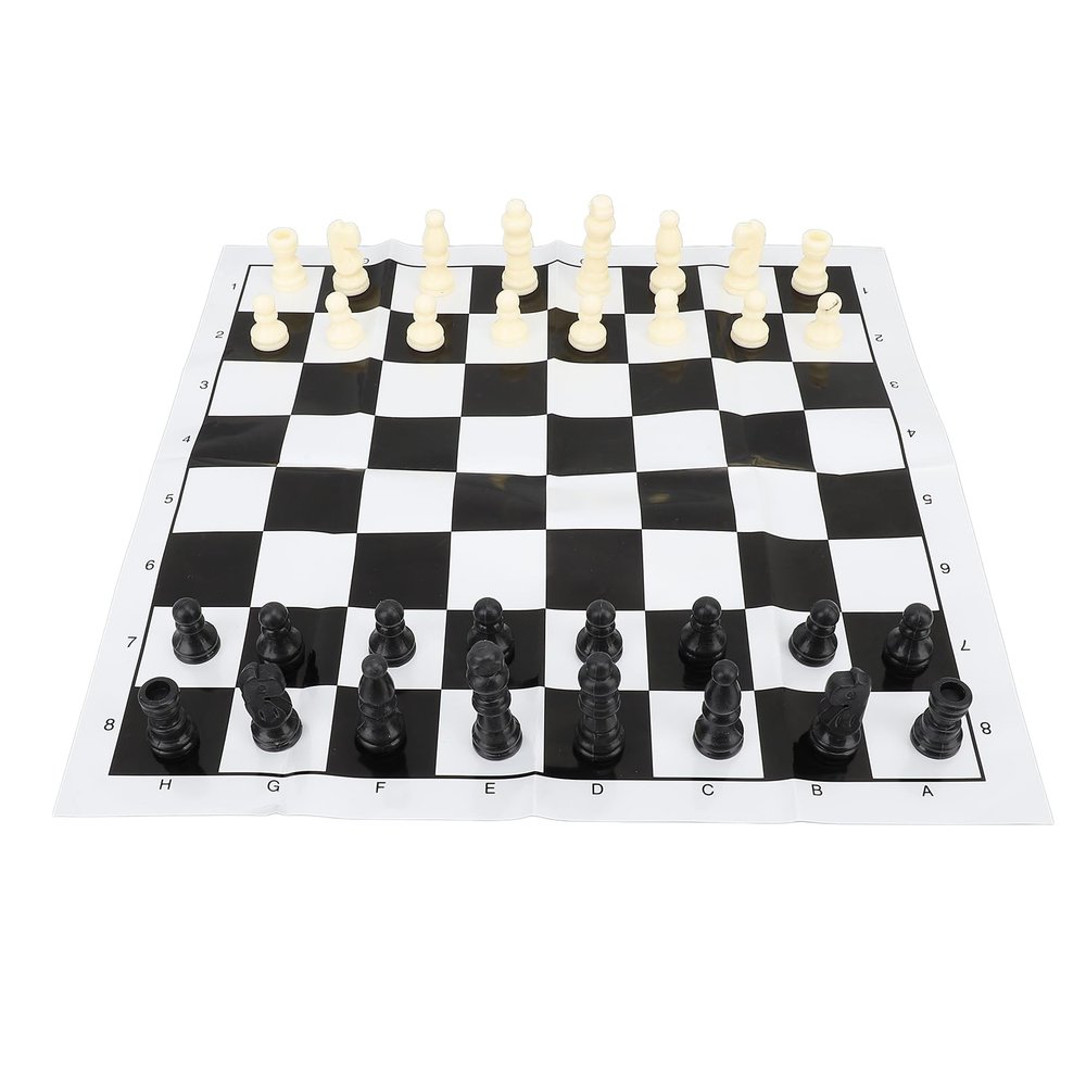 2 in 1 International Chess Set Folding Portable Reversible Chinese Chess Checkers Kit for Travel Outdoor
