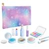Pretend Makeup Kit for Girls, 11 Pcs Kids Cosmetic Pretend Play Beauty Make Up Set, Not Real Eye Shadow Blush Palette Lipstick wit Hand Bag, Blue view 1