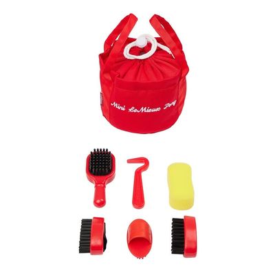 LeMieux Toy Pony Grooming Kit Ember - Includes Brushes, Curry Comb, Sponge, Tangle Tidy & Hoof Pick - Store in Mini Drawstring Grooming Bag - Suitable for Ages 3+