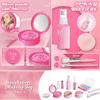 Pretend Makeup Kit for Girls, 11 Pcs Kids Cosmetic Pretend Play Beauty Make Up Set, Not Real Eye Shadow Blush Palette Lipstick wit Hand Bag, Pink view 2