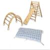 Montessori Wooden Climbing Frames | Indoor Climbing Set with Ramp & Cushion | Montessori Rocker with Pillow | Montessori Playground Climbing Set with Rockwall Ramp (Dino) view 1