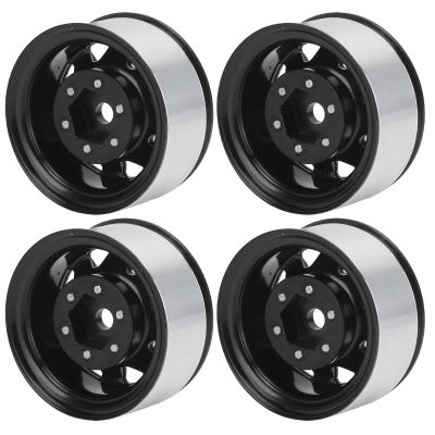 1.55 Inch Universal RC Wheel Rim Hub for AX90069 Crawlers, Zinc Alloy Material for Improved Stability and Performance 1.55 Beadlock Wheels 4Pcs (Black)
