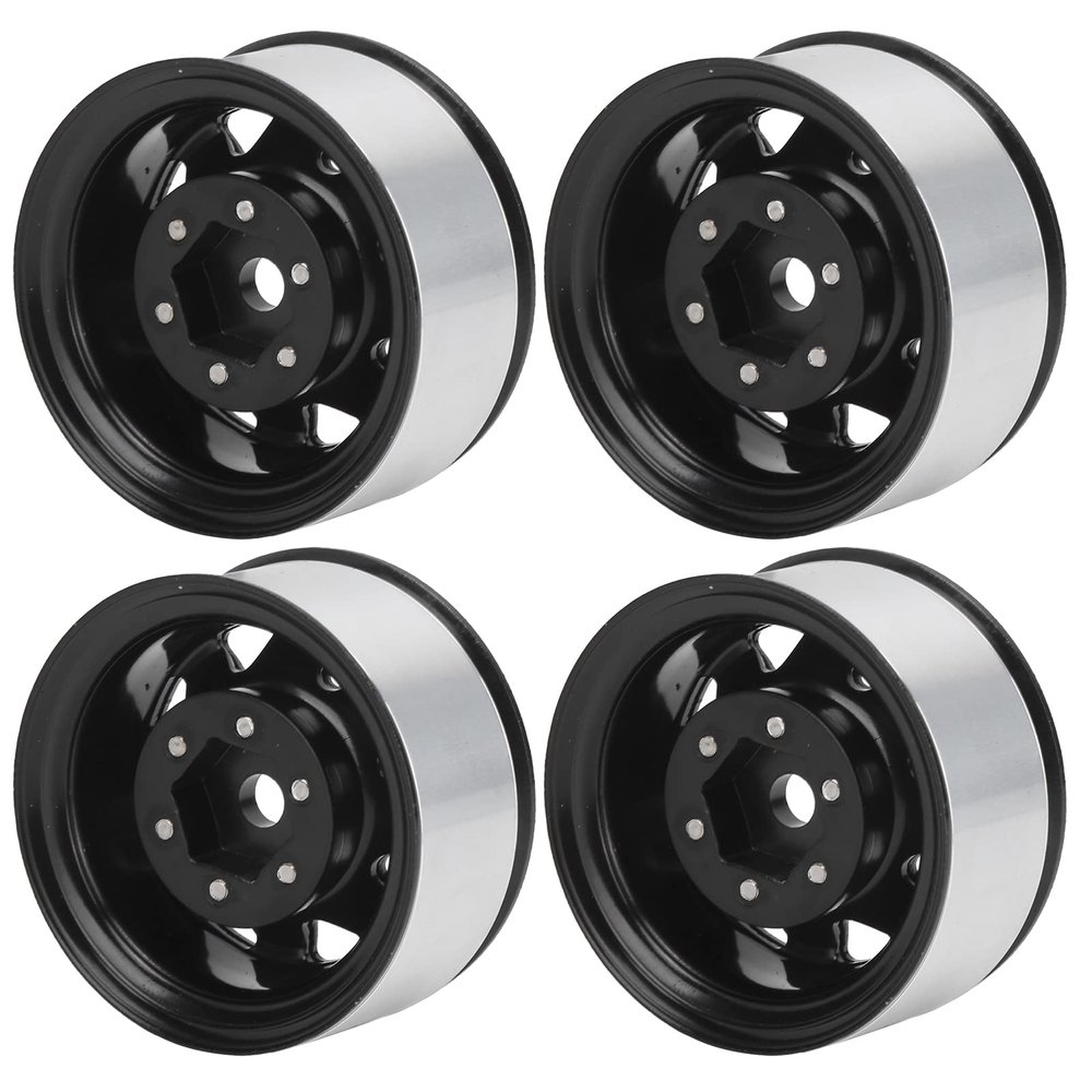 1.55 Inch Universal RC Wheel Rim Hub for AX90069 Crawlers, Zinc Alloy Material for Improved Stability and Performance 1.55 Beadlock Wheels 4Pcs (Black)