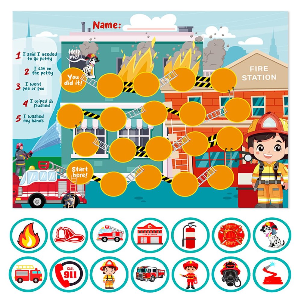 240 pcs Potty Training Stickers, Firefighter Potty Sticker Chart, Potty Reward Charts for Toddlers, Potty Training Chart for Kids, Potty Chart for Toddlers Boys with Stickers Show Options